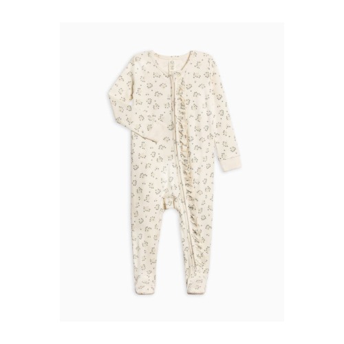 Organic Cotton Neve Ruffle Zipper Footie, 6-12M
