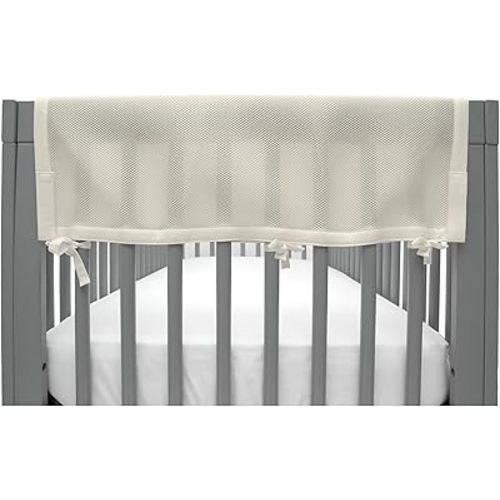 BreathableBaby Breathable Mesh Crib RailGuard Teething Cover, Ecru, 27” Short Panel (2-Pack)