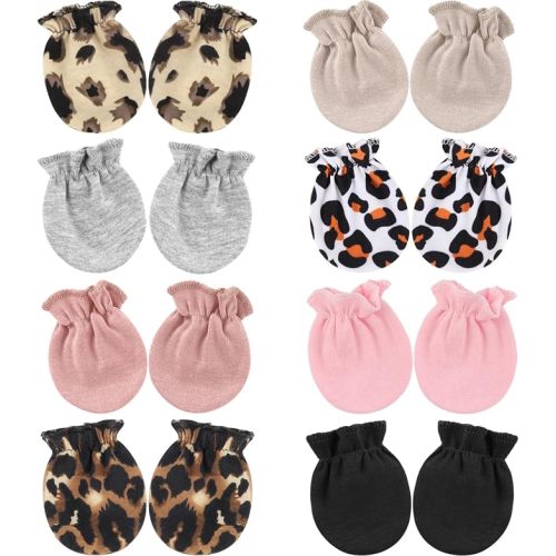 BQUBO Newborn Infant Toddler Mittens No Scratch Cotton Elastic Wrist Gloves Hypoallergenic for 0-6 Months Baby Boys Girls