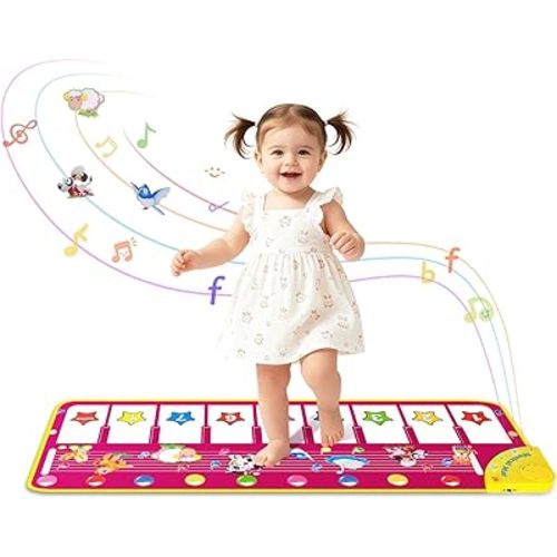 M SANMERSEN Floor Piano Mat, Toddler Toys Musical Mat, Keyboard Floor Play mat 39.5" Electronic Music Animal Touch Play Blanket Funny Xmas Gift Toy for 1 2 3 Year Old