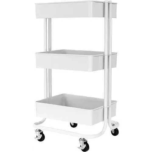 HOMESTEAD 3-Tier Metal Rolling Cart - Easy Assembly, Durable Design, and Versatile Storage for Home & Office