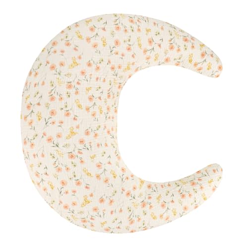 SWESEN Muslin Nursing Pillow Cover, Soft Removable Cover for Breastfeeding Pillows, Pillow Slipcover for Baby Boys and Girls, Comfortable & Breathable, Flower, Washable (Only Cover)