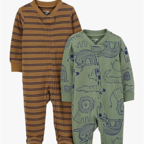Simple Joys by Carter's unisex-baby 2-way Zip Thermal Footed Sleep and Play, Pack of 2