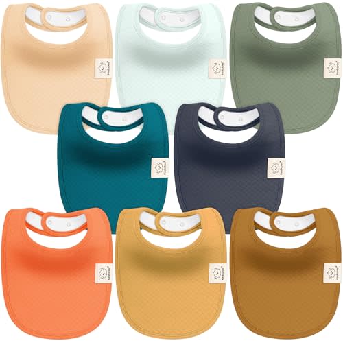 8-Pack Organic Baby Bibs for Baby Girls, Baby Boys - Cotton Cloth Baby Boy Bibs, Baby Girl Bibs for Drooling and Teething, Absorbent Drool Bibs for Spit Ups, Toddler Bib, Infant Bibs (Eclipse)
