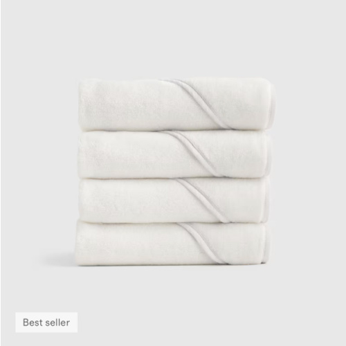 Organic Turkish Cotton Baby Hooded Towel Set 4-Pack in White