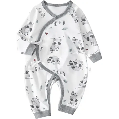 (0-1m) 100% Organic Cotton Soft Unisex Footless Newborn Baby Sleepers Pajamas Romper Boys Girls Long Sleeve
