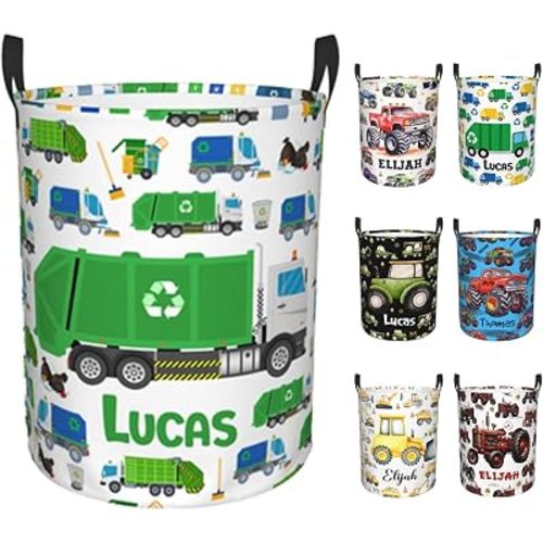Personalized Garbage Truck Laundry Basket,Collapsible Storage Basket