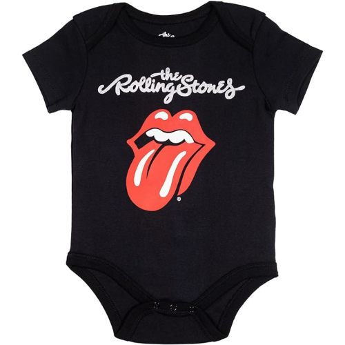 Rolling Stones Rock Band Baby Short Sleeve Bodysuit - Black - 3-6 Months
