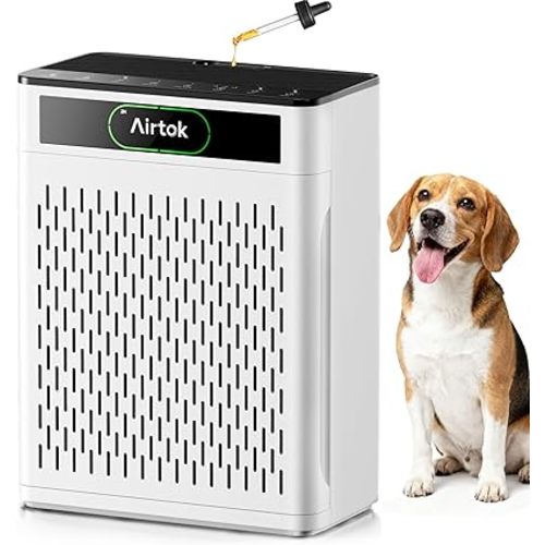 Airtok Air Purifiers for Home Large Room Up to 1848sq.ft, HEPA Air Purifier for Bedroom, Pet Hair Air Cleaner with Washable Filter, Aromatherapy, Sleep Mode Air Cleaners for Smoke, Office-AP3001 White
