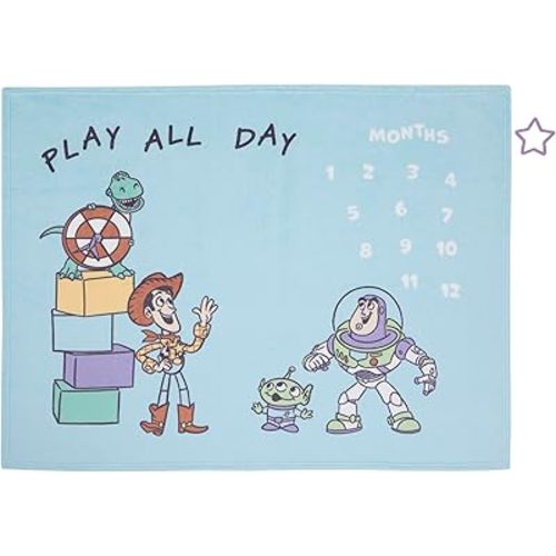 NoJo Disney Toy Story Milestone Baby Blanket Play All Day Photo Prop Keepsake Gift (Officially Licensed Product)