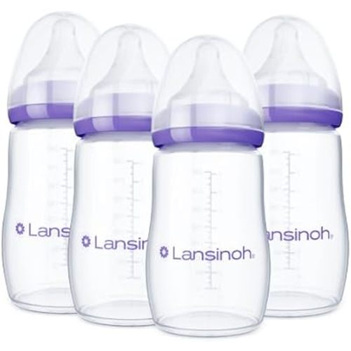 Lansinoh Anti-Colic Baby Bottles, 8 Ounces, 4 Count