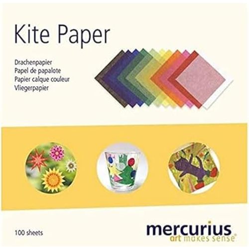 Mercurius Kite Paper 6"x6" Transparent Paper for Art Decorations at Home or School - 100 Colored Paper Sheets Block for Vibrant Origami, DIY Projects and Kids Crafts (11 Assorted Standard Colors)