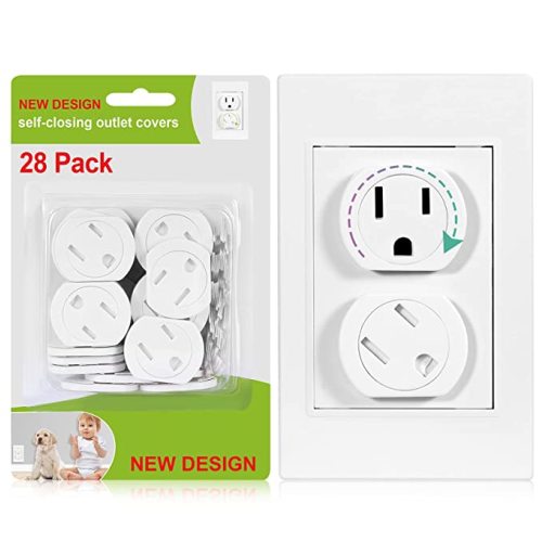 Self-Closing Outlet Covers (28 Pack), Pet & Baby Proof Outlet Plug Covers