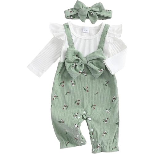 YINGISFITM Newborn Baby Girl Clothes Long Sleeve Romper One Piece Jumpsuit Fall Winter Infant Outfits 0 3 6 9 12 18 Months