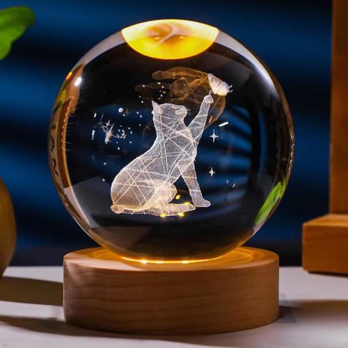 3D Crystal Cat ball | Color Changing LED Night Light