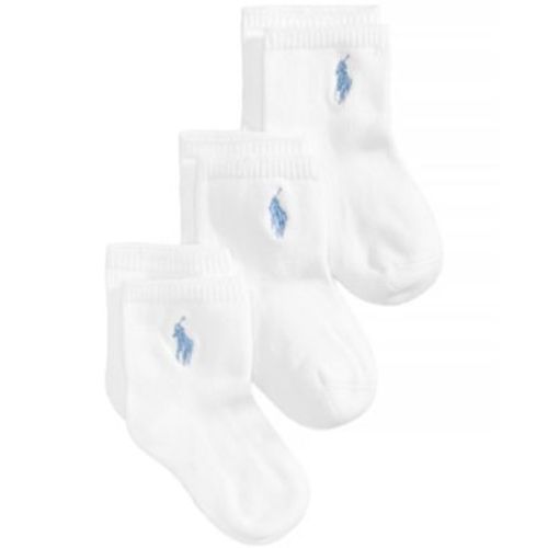 Ralph Lauren Baby Boys Embroidered Logo Crew Socks, Pack of 3