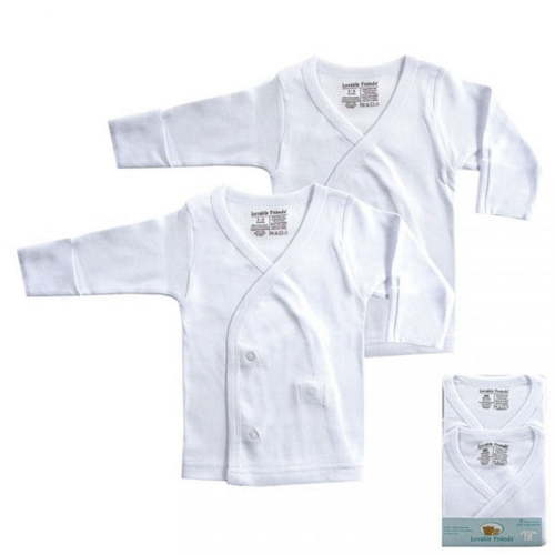 Luvable Friends Baby Unisex Side Snap Shirts, White Long-Sleeve, 0-3 Months