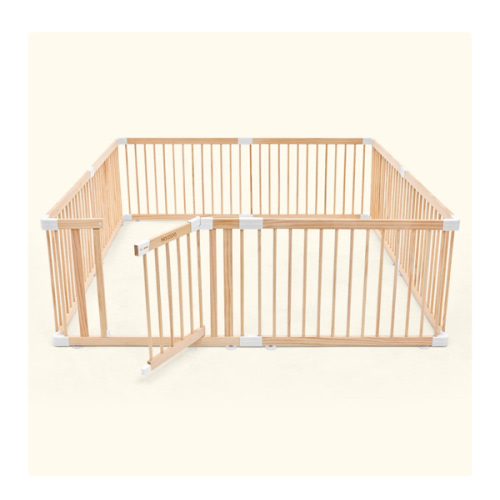 HARPPA Wooden Baby Gate Playpen | Non-Toxic Foldable DIY Adjustable Play Yard for Infants & Toddlers – Natural Finish Baby Fence for Small & Large Spaces