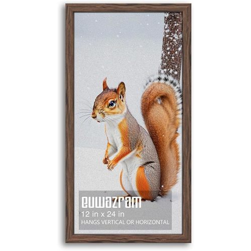 Rustic Walnut 12x24 Frame - Single Frame, 12 x 24 Poster Frame for Artwork, Puzzles, Photos and Movie Posters Picture Frames