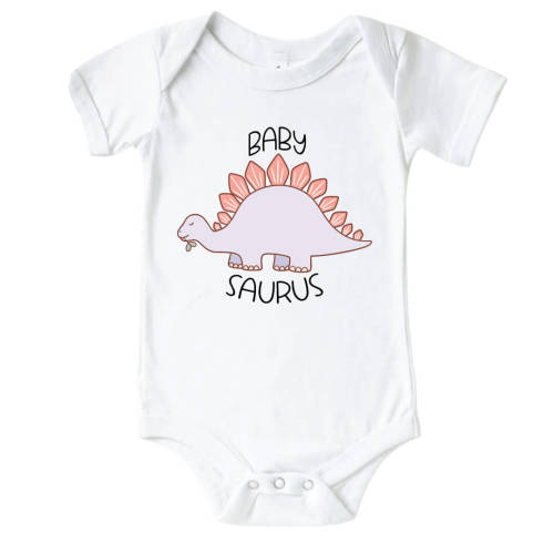 Baby Saurus Graphic Bodysuit | White