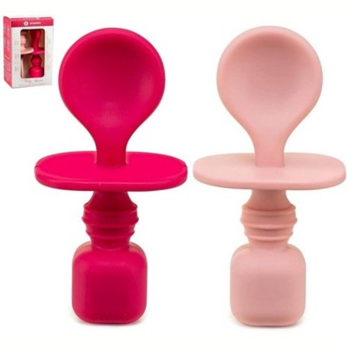 Silicone Baby Spoons for Baby Led Weaning 2-Pack, First Stage Baby Feeding Spoon Set Gum Friendly BPA Lead Phthalate and Plastic Free