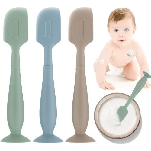 3pcs Baby Diaper Cream Spatula, Silicone Diaper Cream Applicator,Butt Paste Spatula Diaper Cream Brush for Newborn Baby Essentials, Large Sizex3(Green/Khaki/Blue)