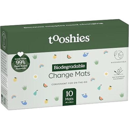 Tooshies Baby | Biodegradable Change Mats | Disposable | Plant-Based Materials | Waterproof backsheet | Cute Prints | Recyclable Packaging | 10pk