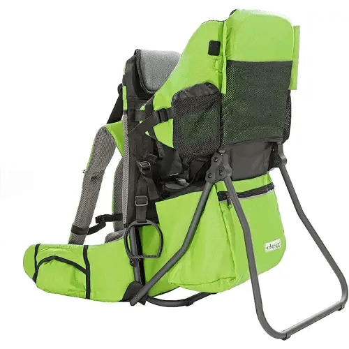 ClevrPlus Cross Country Baby Backpack Carrier, Green, Toddler Hiking Backpack with Comfortable Seat, Adjustable Straps & Belt, Foldable Frame Lightweight Large Capacity Child Carrier for Outdoor