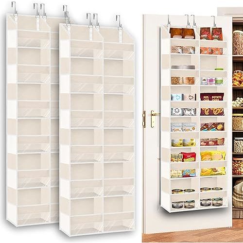 2 Pack Over The Door Organizer 6 Tiers, Extra Large Behind Door Storage of 12 Compartments