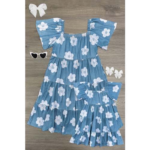 Mom & Me - Faux Denim Flower Dress