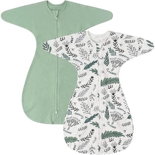 ZIGJOY Swaddle Sleep Sack 6-12 Months, 1.0 Tog Cotton Baby Swaddle Blanket