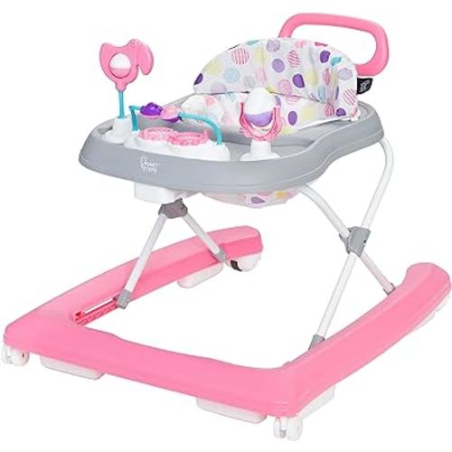 Smart Steps Trend Plus 2-in-1 Activity Walker with Deluxe Removable Toys, Walk-Behind Bar, Adjustable Height and Flat Fold Frame for Storage, Ages 6 Months +, Orbits Pink