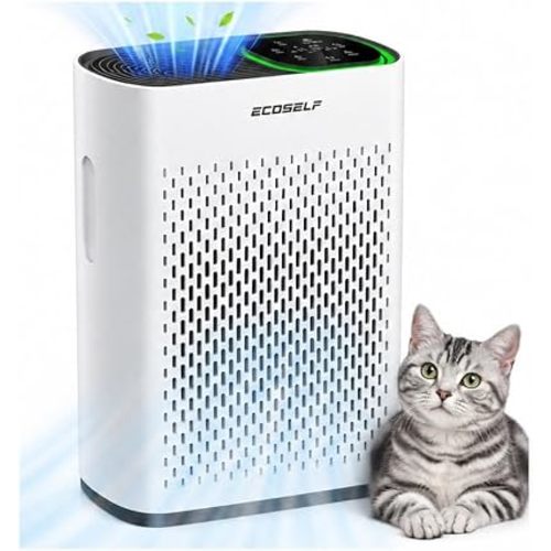 Air Purifier for Large Room, Cleans 2,400 ft² in 30 Mins, 3-Stage True HEPA, 360° Airflow, Large Touch Display Control, Real-Time Air Quality (PM2.5) Display, Ultra-Quiet 20dB Sleep Mode, HAP602 White