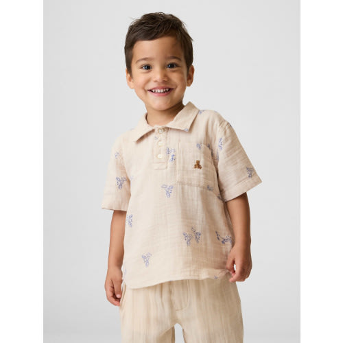 Baby & Toddler Cotton Gauze Print Polo Shirt