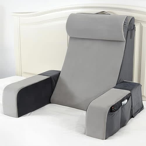 Vekkia 25" Reading Pillow with Arms, Headrest & Extra-Large Side Pockets for Adults – Zoned Foam Support, Removable Cover – Back Support Chair for Reading, Gaming, Watching TV & Resting in Bed/Floor