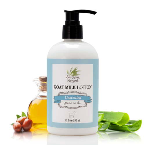 Southern Natural Goat Milk Lotion – For Face, Hands and Body - Gentle Skincare For A Soft & Smooth Feel - Unscented 12oz