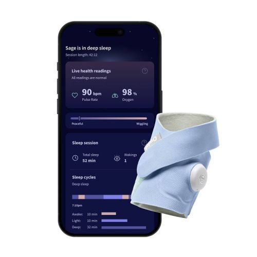 Owlet Dream Sock - Smart Wearable Baby Monitor with Live Heart Rate & Oxygen Alerts - Exclusive Blue Mist