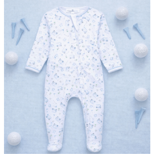 Little Golfer Zip Footie - Blue