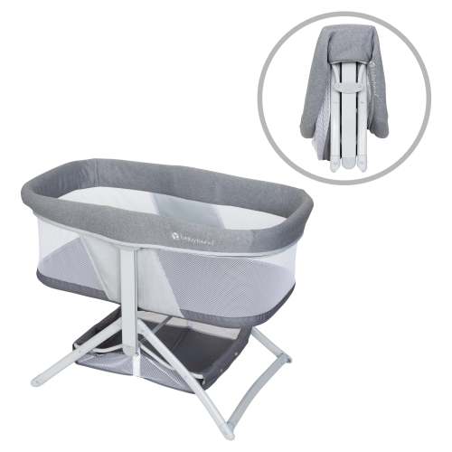 Baby Trend Quick-Fold 2-in-1 Rocking Bassinet | Gentle Rocker Converts to Stationary Bassinet