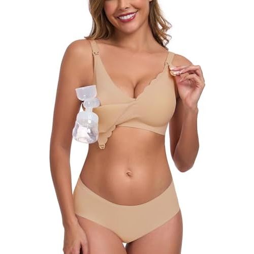 Vinfact Pumping Bra Hands Free-No Underwire Full Coverage Seamless Every Day Bra Holding & Breast Pump Bra