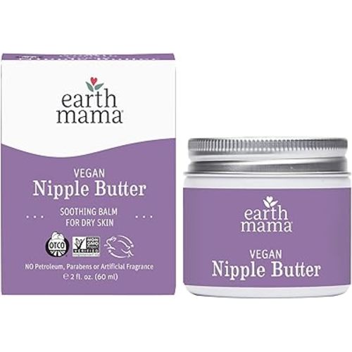 Earth Mama Vegan Nipple Butter | Cruelty-Free Breastfeeding Cream for Nursing Mamas | NO Lanolin, 2-Ounce