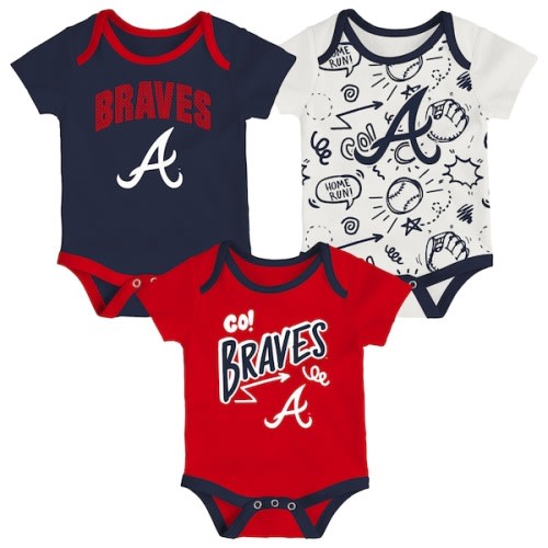 Atlanta Braves Outerstuff Infant & Newborn All Day Play Three-Piece Bodysuit Set