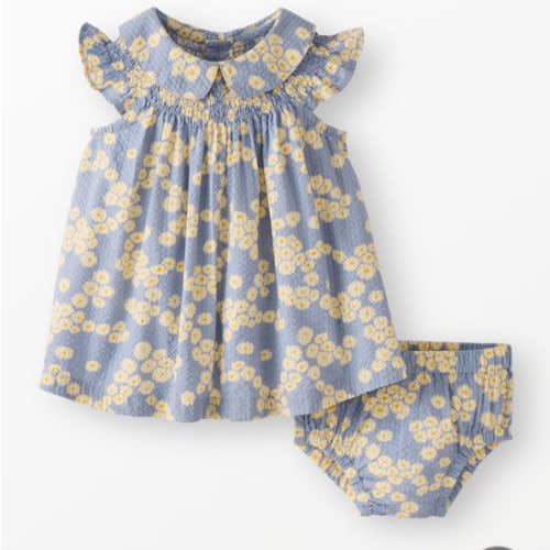 Baby Smocked Seersucker Dress & Bloomers Set