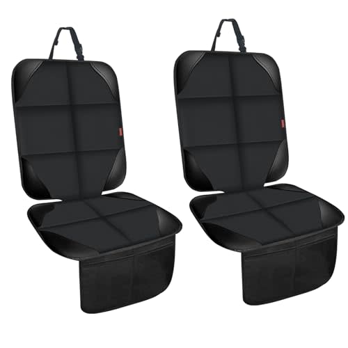 MORROLS Car Seat Protector for Child,2 Pack Car Seat Cushion,Waterproof Fabric Car Seat Covers for Non-Slip Backing Mesh Pockets for Baby,Pet,SUV, Sedan and Trunk(Black)