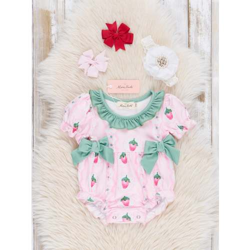 Strawberry Party Ruffle Bubble Romper
