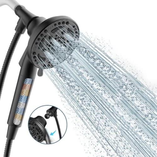 7-Spray with 1.8 GPM 4.92 in. Wall Mount Adjustable Filtered Handheld Shower Head with Shower hose in Matte Black