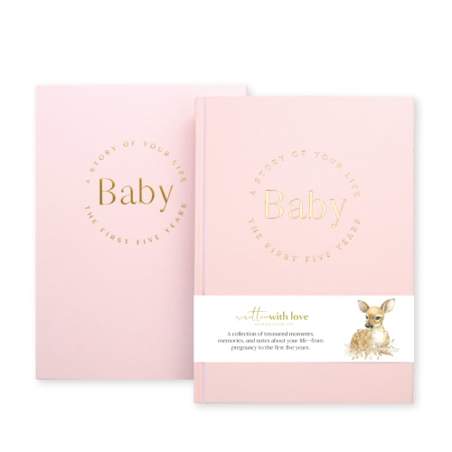 Baby Memory Book with Keepsake Box - Pregnancy to 5 Years - Peony Pink