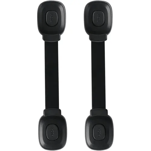 Fursafe&Q Cabinet Locks Baby Proofing, Child Safety Strap Locks Adhesive Black - Child Proof Fridge Lock Drawer Door Toilet Latches No Drill Multi-Purpose for Furniture Kitchen Lock