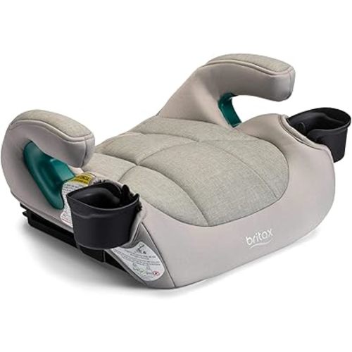 Britax UpNGo Click Backless Booster Car Seat with Rigid Latch, Lightweight and Portable Travel Booster with Slim Design and PosturePlus, Accommodates Kids up to 120 Lbs and 63” – Parchment