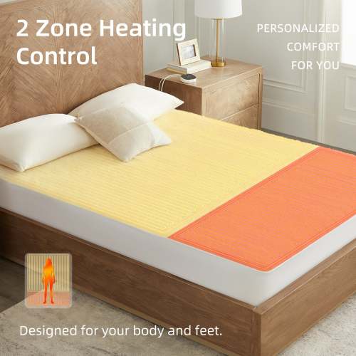Organic Wool Multi-Zone Heated Mattress Pad, Dual Controllers